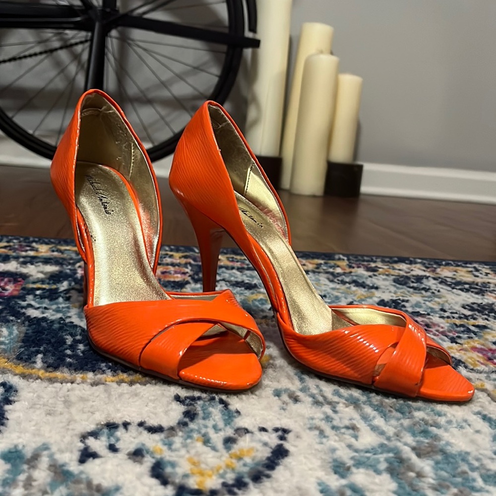 Michael Antonio Orange Faux Leather Heels